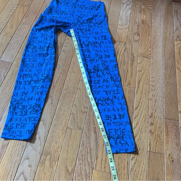 Aerie Womens Active Chill Play Move High Waisted Blue Stretch Leggings Pants S/P - Picture 3 of 12
